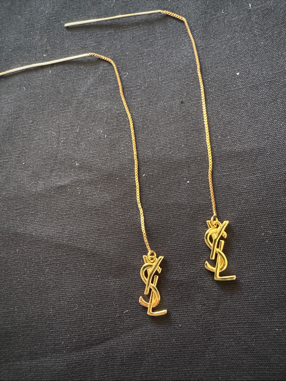 Classic Logo Gold Threader Pull-Through Earrings